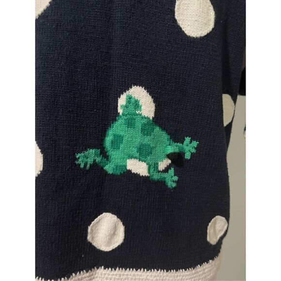 Bellepoint Knit top frog polka dots print S short sleeve frog buttons - Picture 6 of 9